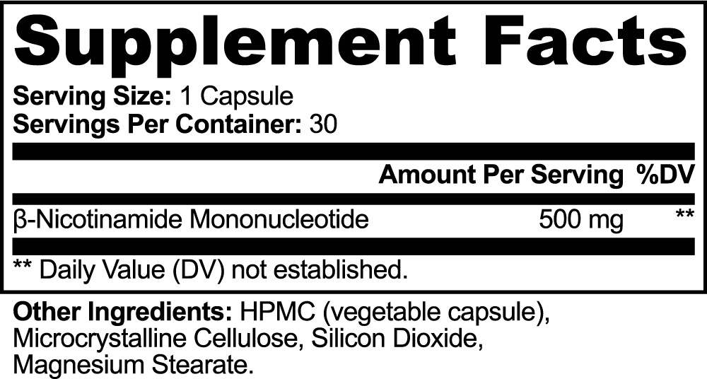 Supplement facts label with serving size, servings per container, and ingredient list.